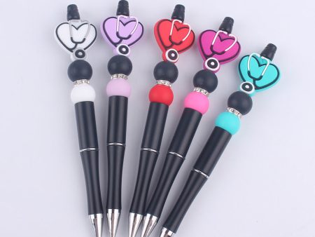 Wholesale Handmade Bead Pen Stethoscope Love Silicone Ballpoint Pen For Sale