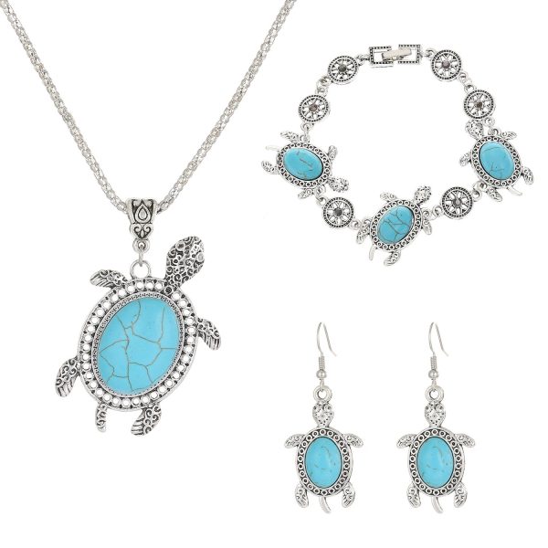 Wholesale Turquoise Turtle Three-piece Set Alloy Bracelet Online Hot Sale