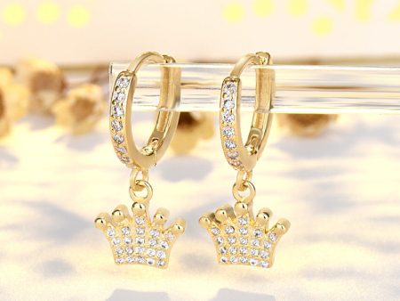 Wholesale Zircon Crown Copper Earrings For Sale