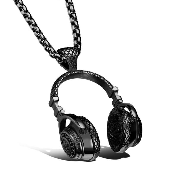 Wholesale Alloy Headphone Pendant Titanium Steel Necklaces Online Sale