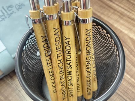 Wholesale of 7 Sets of Bamboo and Wood Ballpoint Pens Supply