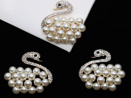 Wholesale Alloy Left and Right Pearl Swan Diy Mobile Phone Case Accessories Online Sale