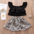 Wholesale Strapless Top + Leopard Print Irregular Skirt Set Baby Clothes Cheap