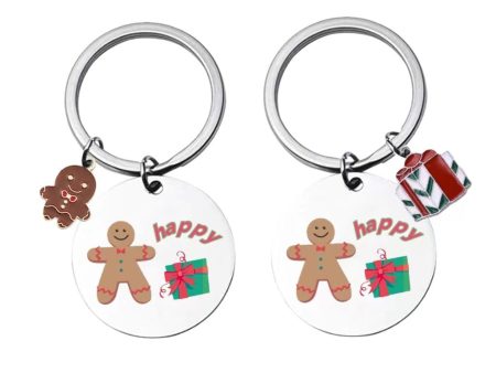 Wholesale Stainless Steel Gingerbread Man Christmas Keychain Discount