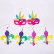 Wholesale Three Color Feather Acrylic Earrings Hot on Sale