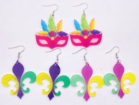 Wholesale Three Color Feather Acrylic Earrings Hot on Sale