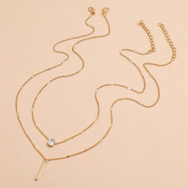 Wholesale Waterdrop Double Layer Metal Necklaces For Discount