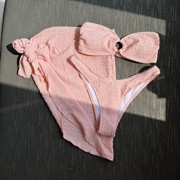 Wholesale Texture Cloth Bra Polyester Swimwear on Sale