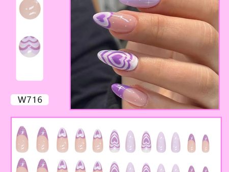 Wholesale Almond Nail Purple Love Heart Stunning Dotted Star Nail Stickers Sale