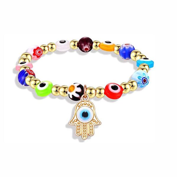 Wholesale 2PCS Colorful Demon Eye Palm Crystal Alloy Bracelet For Discount