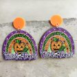 Wholesale 2pairs pack Wooden Halloween Rainbow Pumpkin Earrings For Cheap