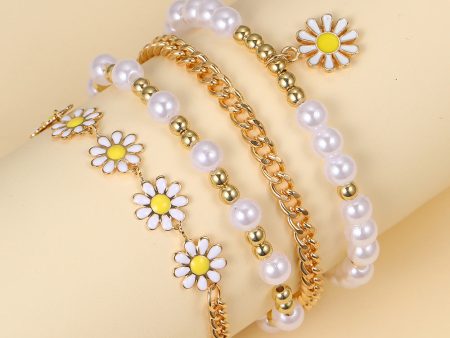 Wholesale Alloy Pearl Daisy Bracelet For Cheap