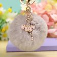 Wholesale Water Diamond Barre Dance Rex Rabbit Hair Ball Little Angel Keychain on Sale