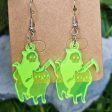 Wholesale 2pairs pack Acrylic Halloween Wine Glass Skeleton Cat Fluorescent Green Earrings Discount