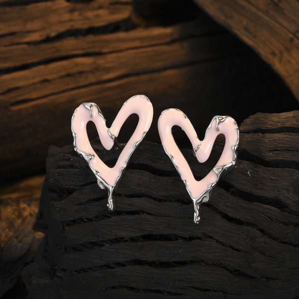 Wholesale Sweet Cool Heart Silver Earrings Cheap