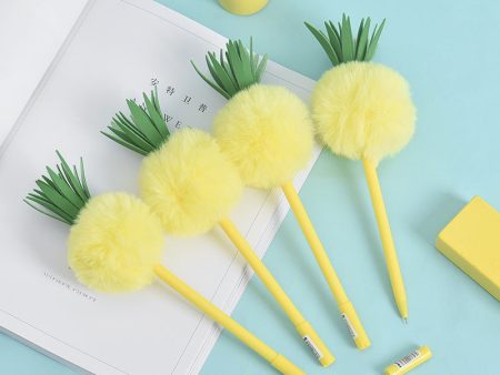 Wholesale 16pcs box Plastic Wool Ball Pineapple Rollerball Pen Discount