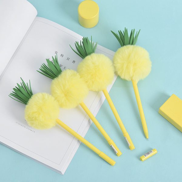 Wholesale 16pcs box Plastic Wool Ball Pineapple Rollerball Pen Discount