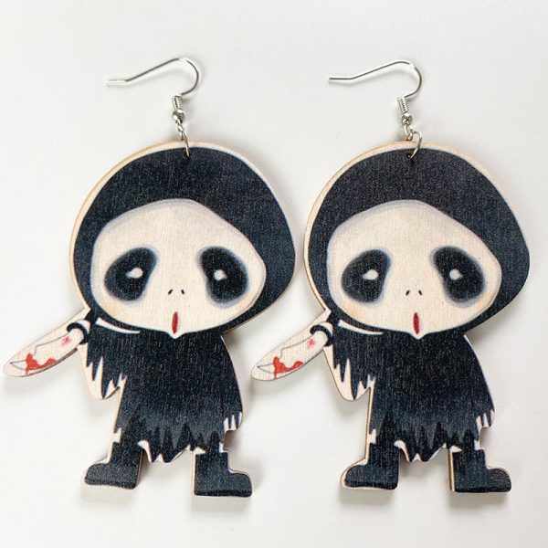 Wholesale 2pair pack Halloween Scary Spooky Wooden Earrings Online now