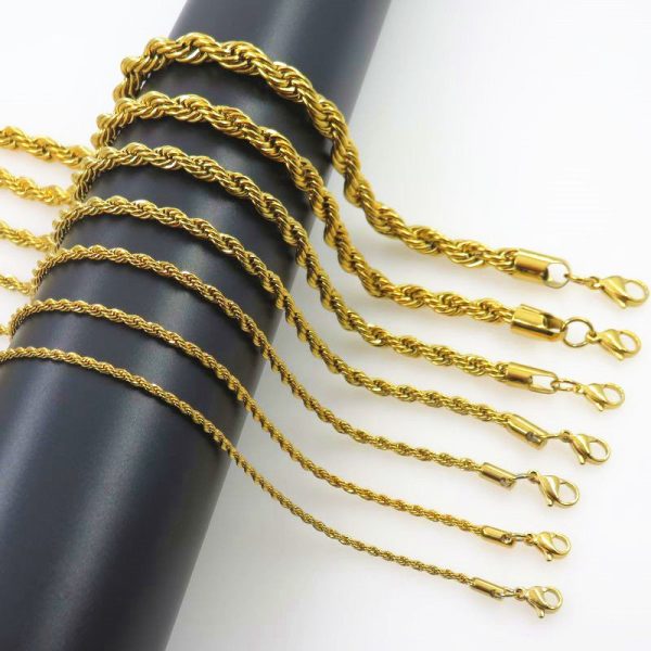 Wholesale Twist Chain Gold Titanium Steel Necklaces Supply