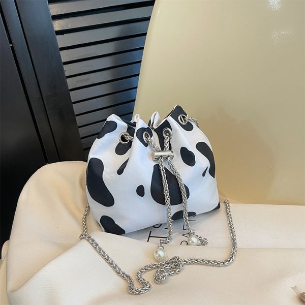 Wholesale Canvas Cow Print Leopard Chain Shoulder Bag For Discount