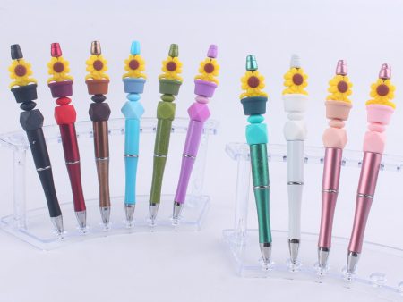 Wholesale Handmade Bead Pen Sunflower Silicone Ballpoint Pen Online Sale