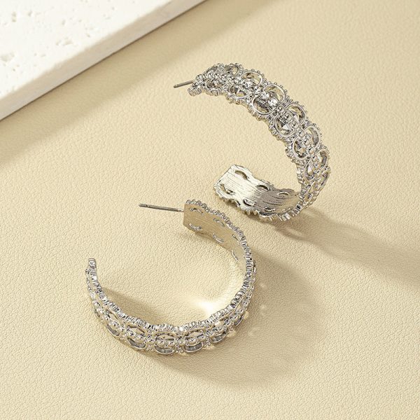 Wholesale Textured Diamond Alloy Earrings on Sale