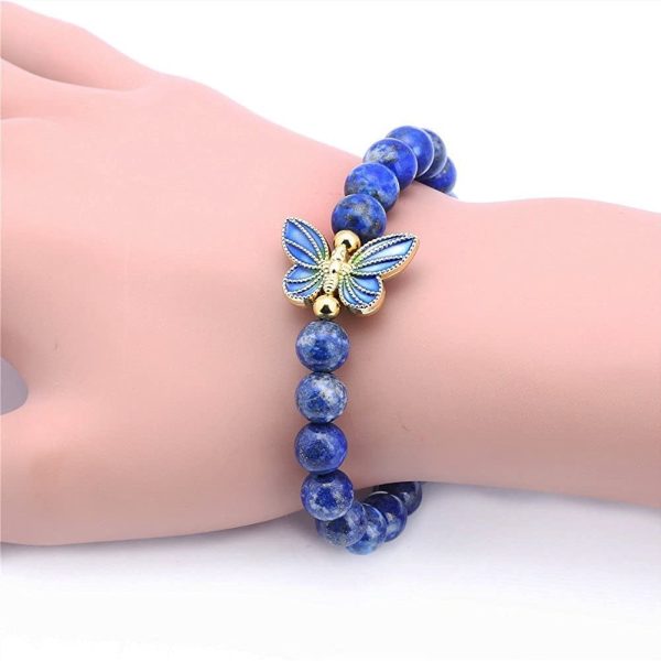 Wholesale 2PCS Butterfly Natural Stone Bracelet Online Sale