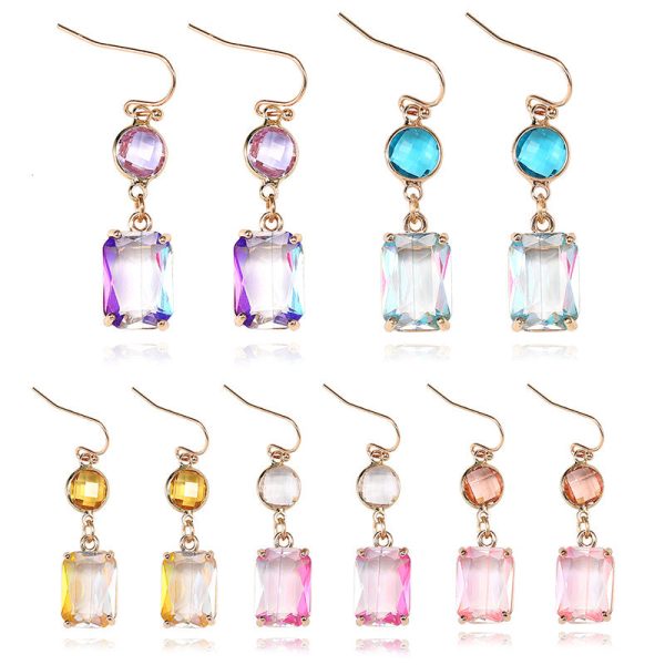 Wholesale Glass Crystal Copper Earrings Fashion