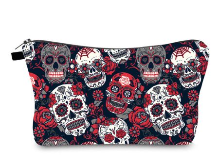 Wholesale Halloween Polyester Printed Skull Head Pattern Wash Multifunctional Travel Storage Bag For Discount