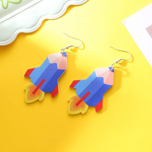 Wholesale Teacher s Day Apple Pencil Water Drop Leather Earrings Cheap