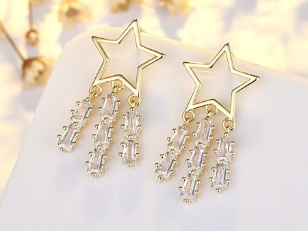 Wholesale Star Tassel Copper Earrings on Sale