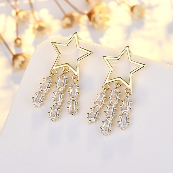 Wholesale Star Tassel Copper Earrings on Sale