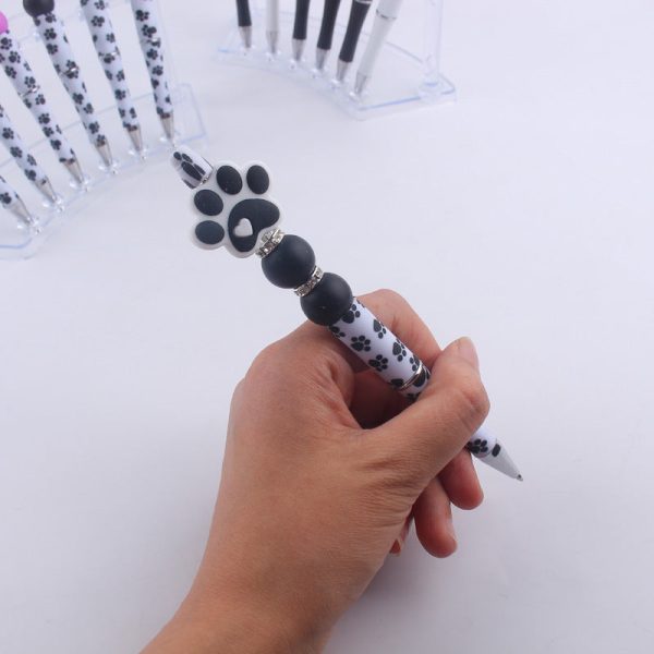 Wholesale Handmade Bead Pen Cartoon Dog Paw Silicone Ballpoint Pen For Sale