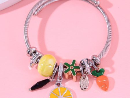 Wholesale Stainless Steel Lemon Carrot Pendant Alloy Bracelet Supply