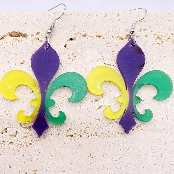 Wholesale Three Color Feather Acrylic Earrings Hot on Sale