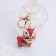 Wholesale Zinc Alloy Lion Dance Rhinestone Keychain Online Sale