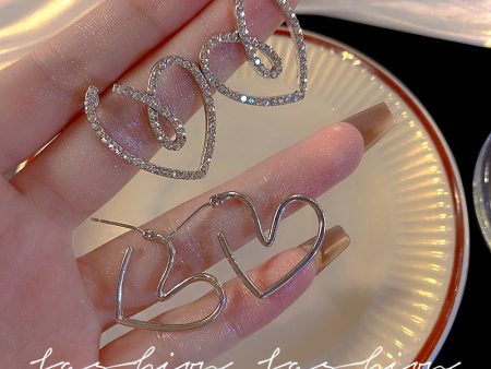 Wholesale 925 Silver Needle with Diamond Heart Alloy Earrings Sale