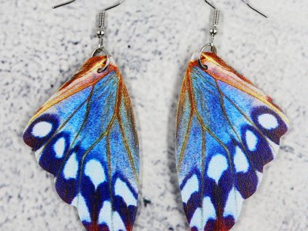 Wholesale Symmetrical Butterfly Wings Leather Earrings Online Sale