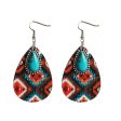 Wholesale  2 Pairs Pack Turquoise Pendant Aztec Western Wooden Earrings For Cheap