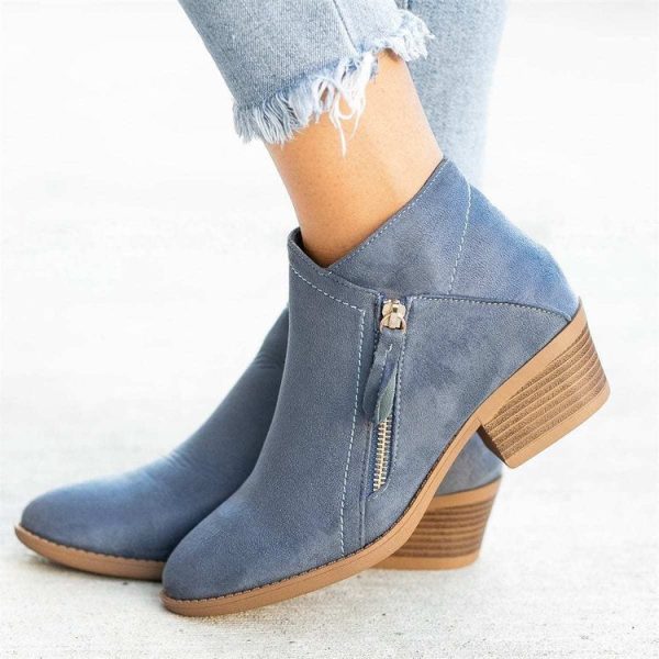 Wholesale Suede Double-sided Zippered Women s Short Boots Supply