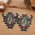 Wholesale Western Wind Bull Head Geometric PU Leather Earrings Hot on Sale