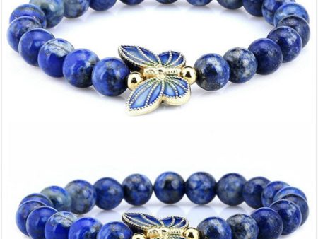 Wholesale 2PCS Butterfly Natural Stone Bracelet Online Sale