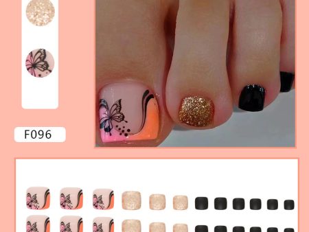 Wholesale Black Glitter Bright Oil Butterfly Feet Nail Stickers For Sale