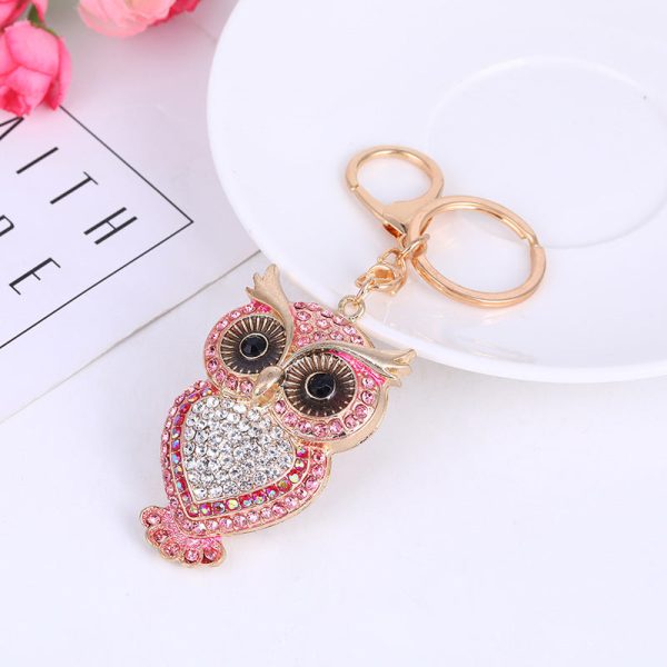 Wholesale Zinc Alloy Diamond Owl Key Chain Cheap