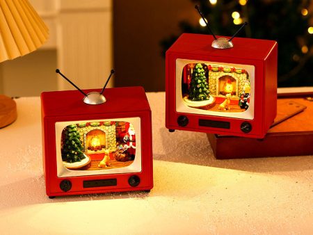 Wholesale Rotating Music Resin TV Desktop 19cm*13cm*18.5cm Decoration Christmas Gift Decoration Cheap