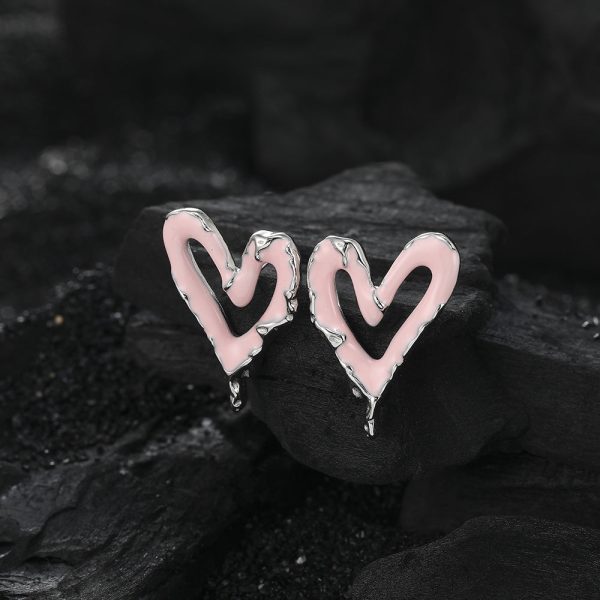 Wholesale Sweet Cool Heart Silver Earrings Cheap