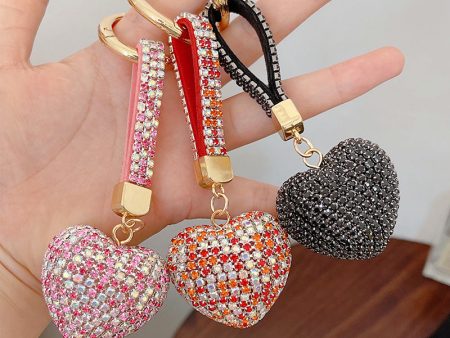 Wholesale Zinc Alloy Diamond Heart Keychain Online Hot Sale