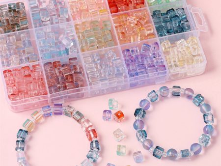 Wholesale Glass Gradient Sugar Cube Beads Online now