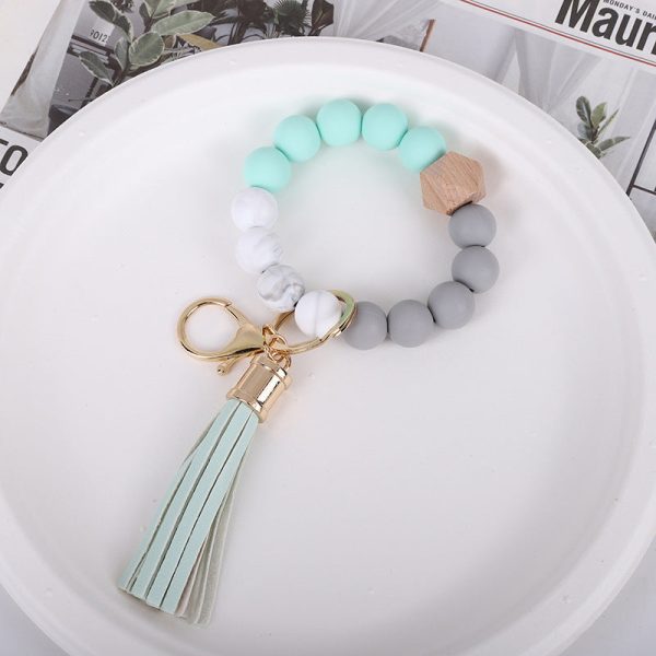 Wholesale Tassel Wood Beads Silicone Keychains Online Sale