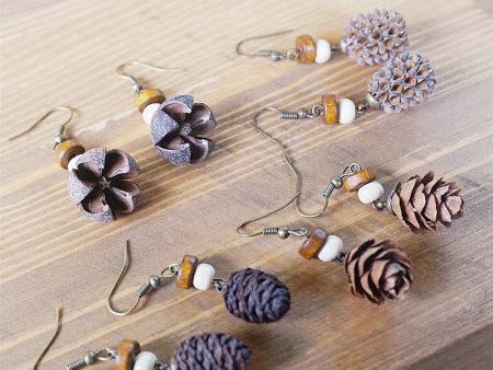 Wholesale Dried Fruit Trees Wooden Earrings Online Sale